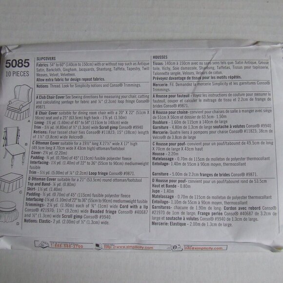 Simplicity ShowHouse chair cover sewing pattern uncut home linens furniture - Picture 4 of 9